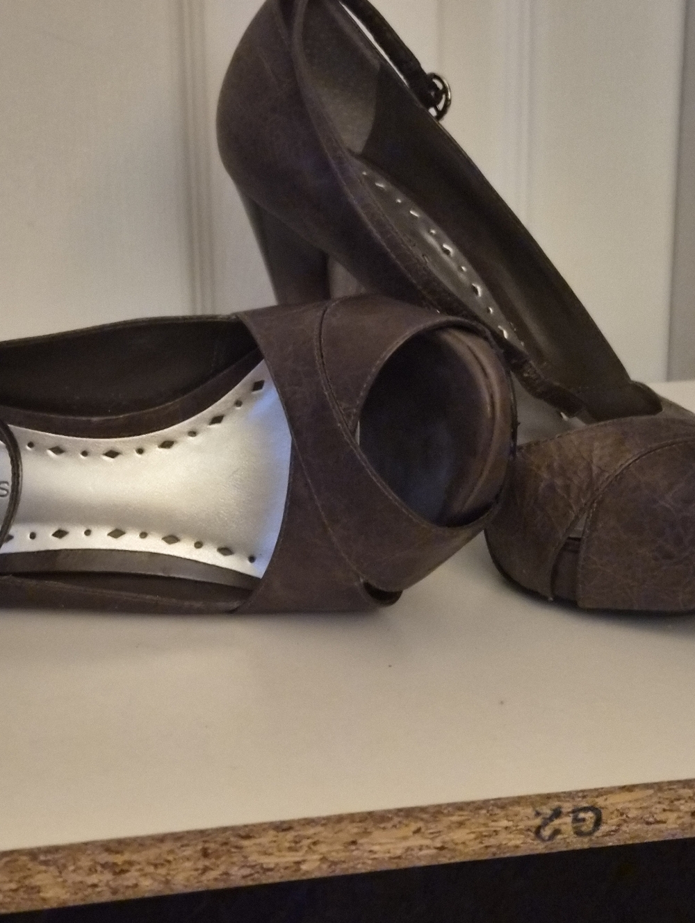 BCBGirls Brown Peep-Toe Ankle Strap Heels